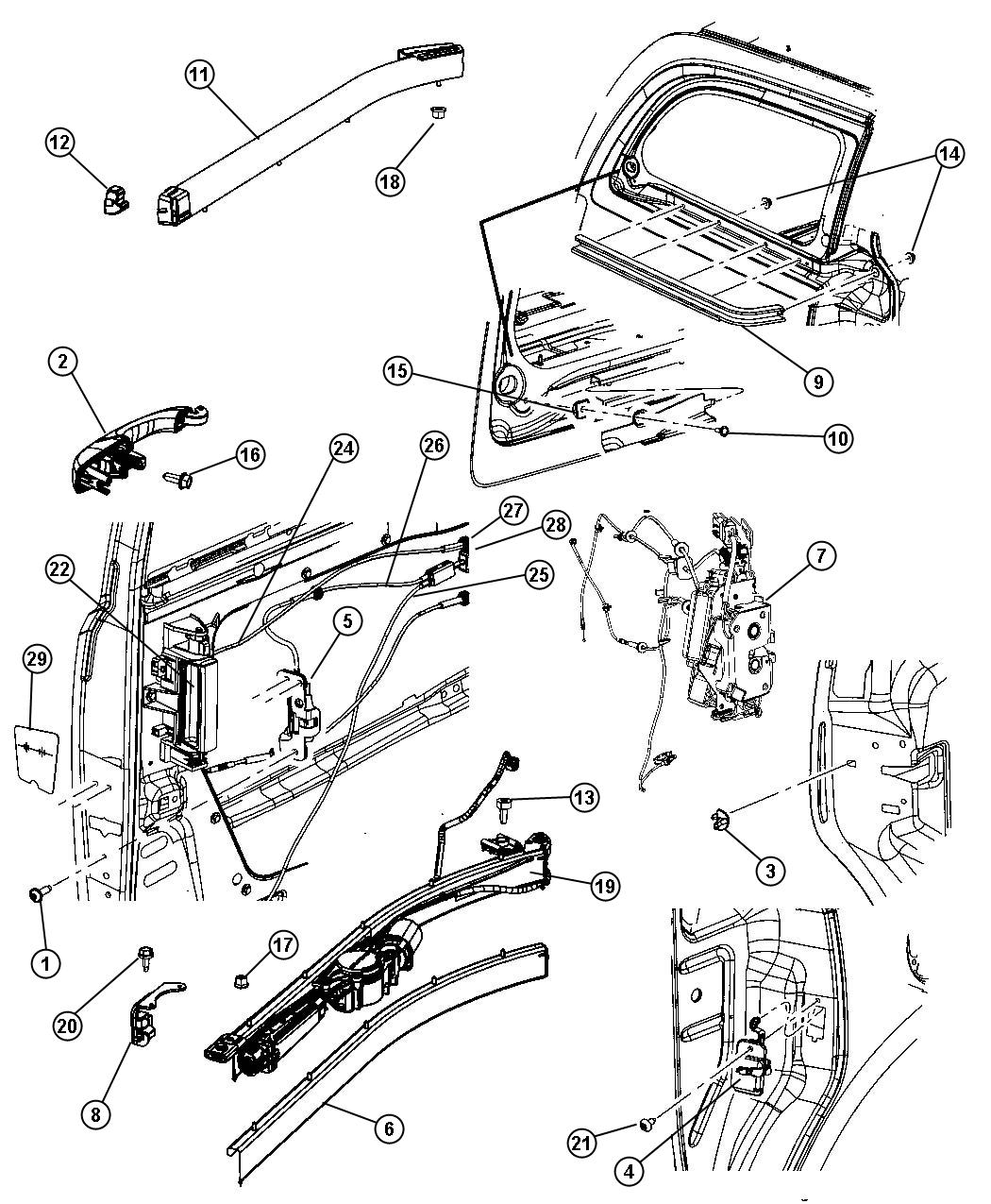 Diagram Sliding Door, Hardware Components. for your 2016 Dodge Grand Caravan   