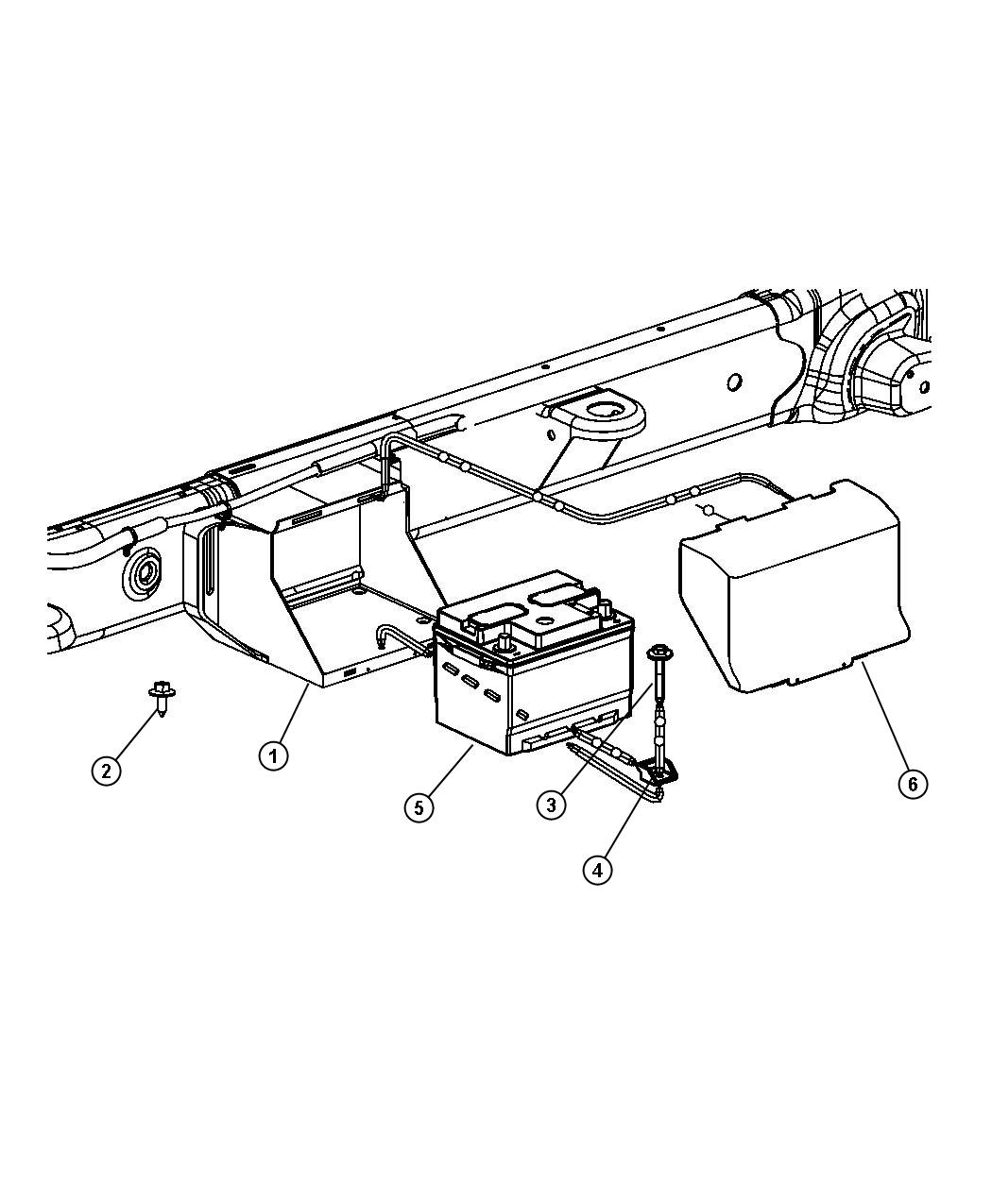 Diagram Battery, Tray, and Support [HEV]. for your 2000 Dodge Durango   
