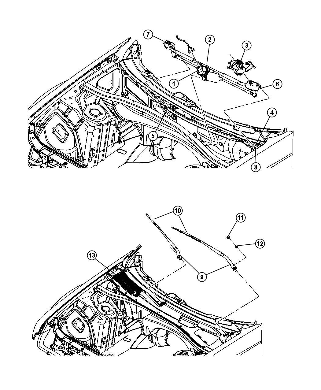 Diagram Wiper System Front. for your 2008 Chrysler 300   