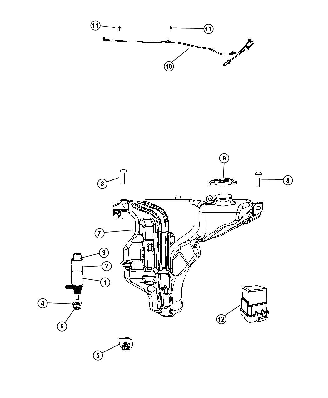 Full size assembly image of Washer System Front. (1/1)
