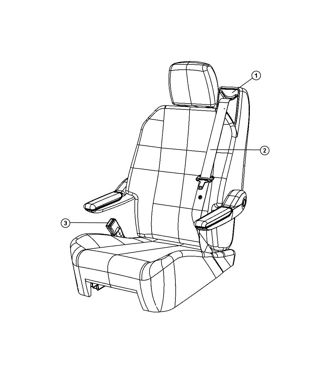 Seat Belt Second Row - Swivel Seat. Diagram