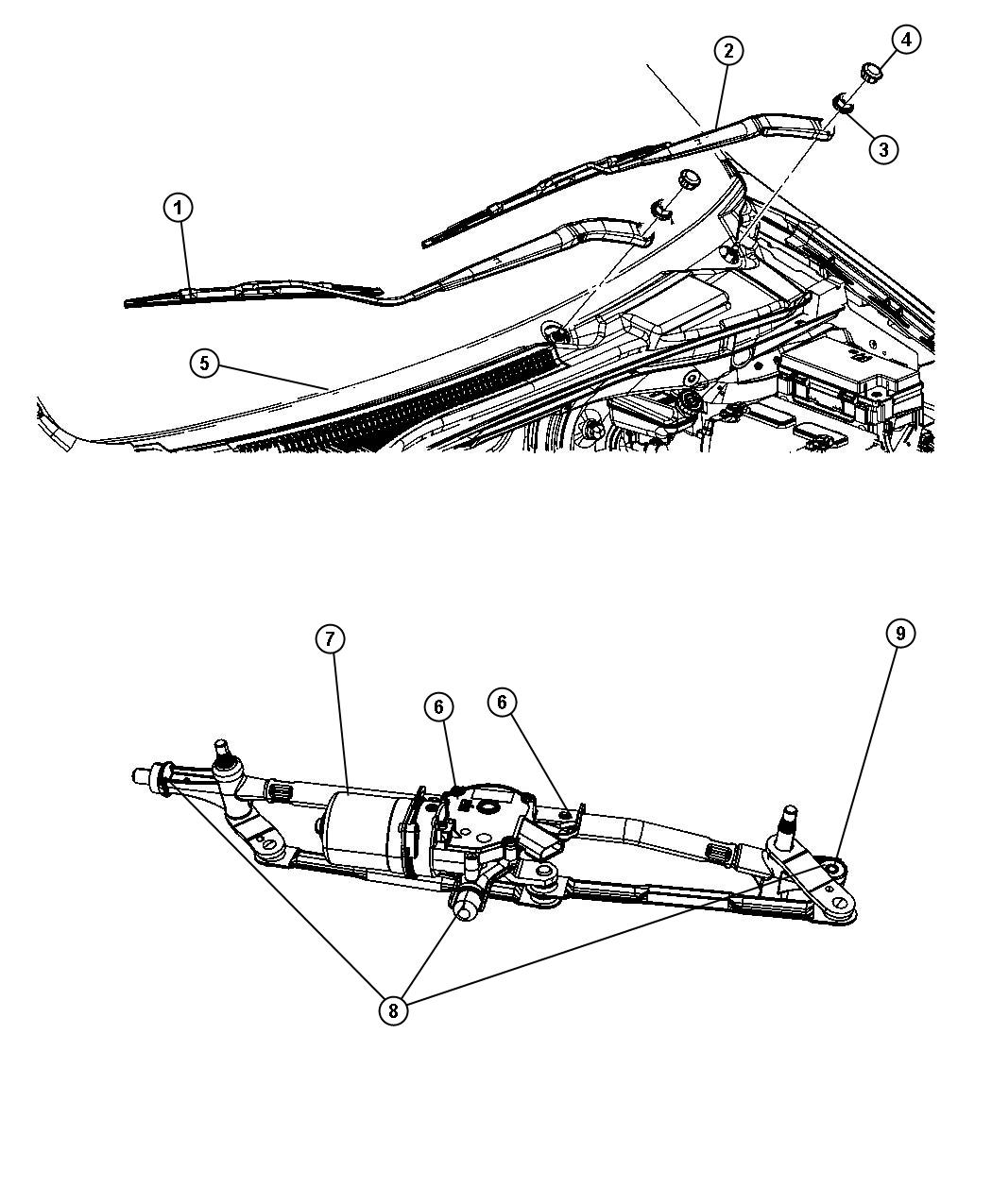 Diagram Wiper System Front. for your 2019 Dodge Grand Caravan   