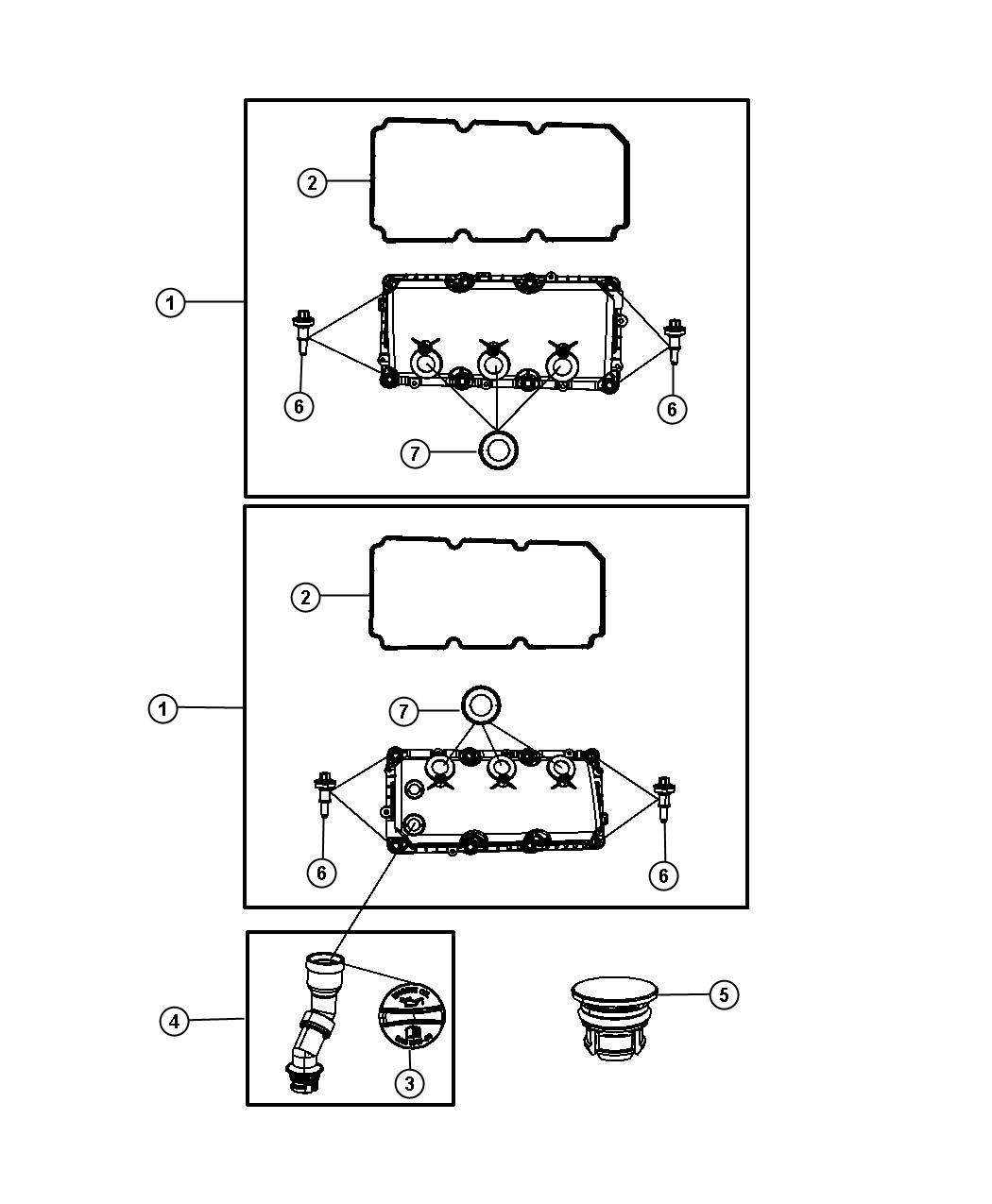 Diagram Cylinder Head Covers 4.0L [4.0L V6 SOHC Engine]. for your Chrysler