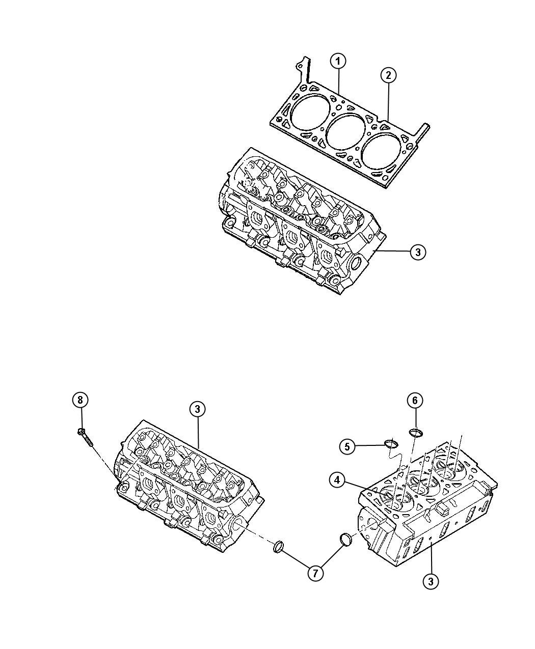 Diagram Cylinder Heads 3.3L [3.3L V6 OHV Engine]. for your Chrysler