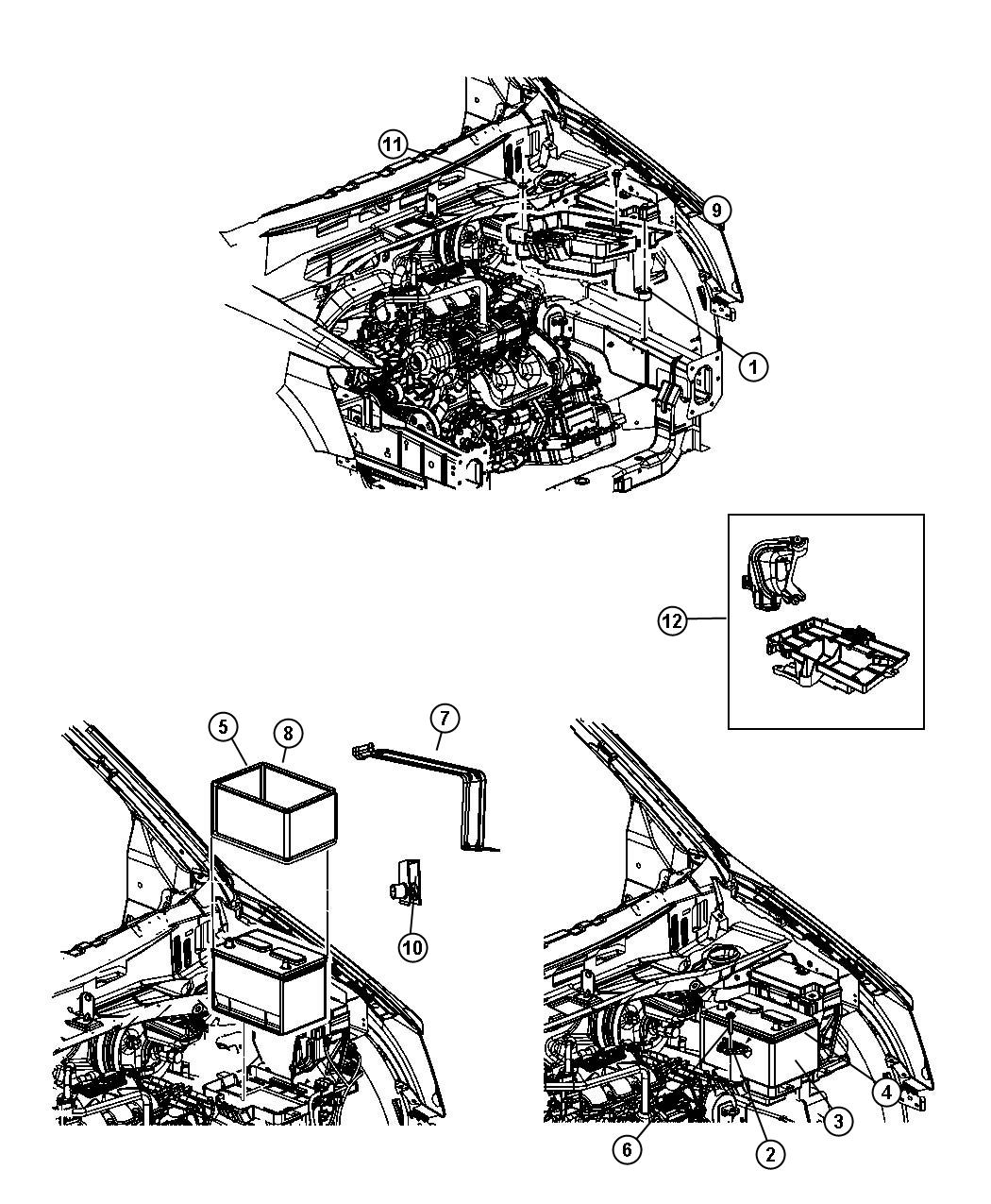 Diagram Battery, Tray and Support. for your 2009 Dodge Grand Caravan   