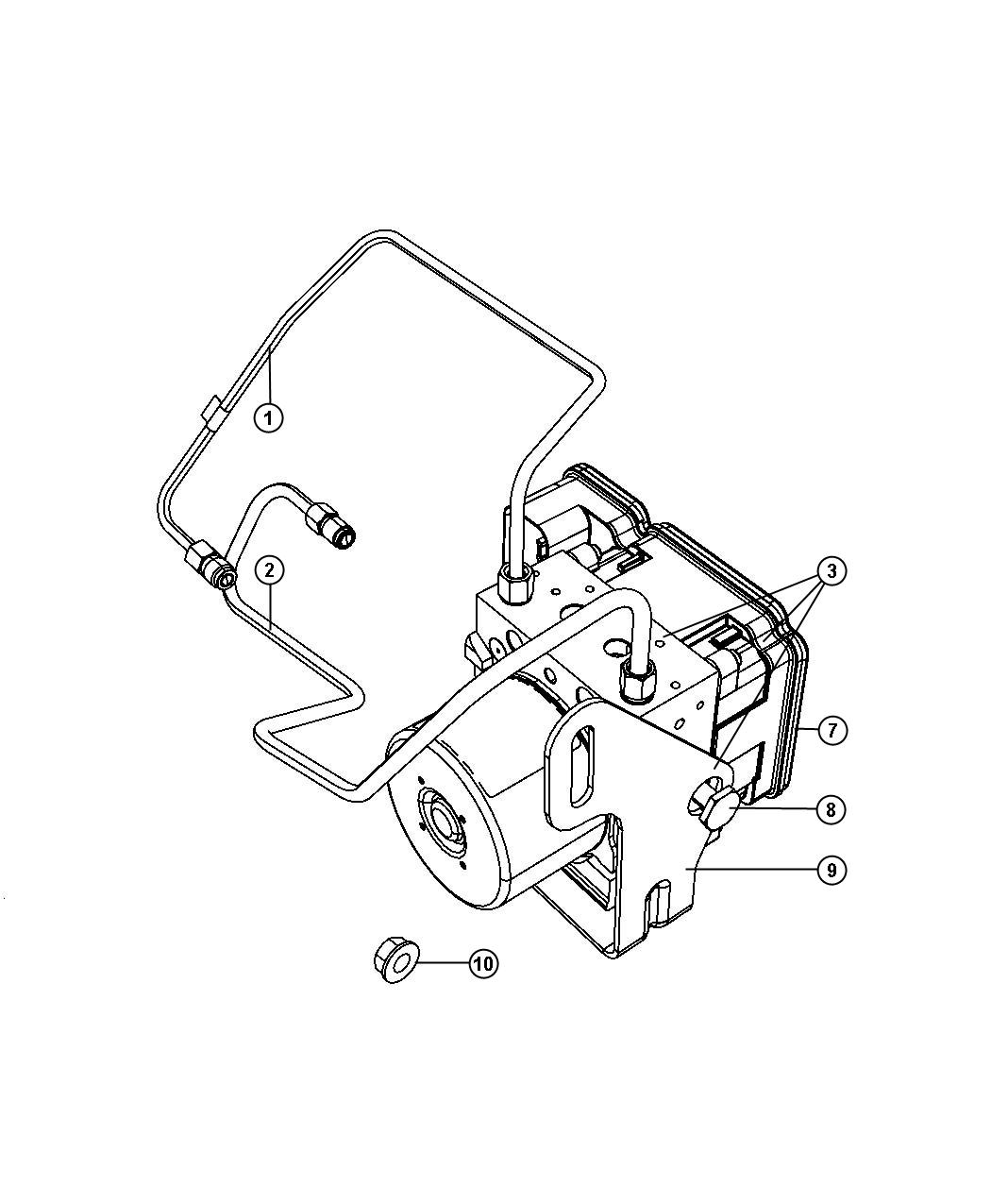 HCU and Tubes to Master Cylinder. Diagram