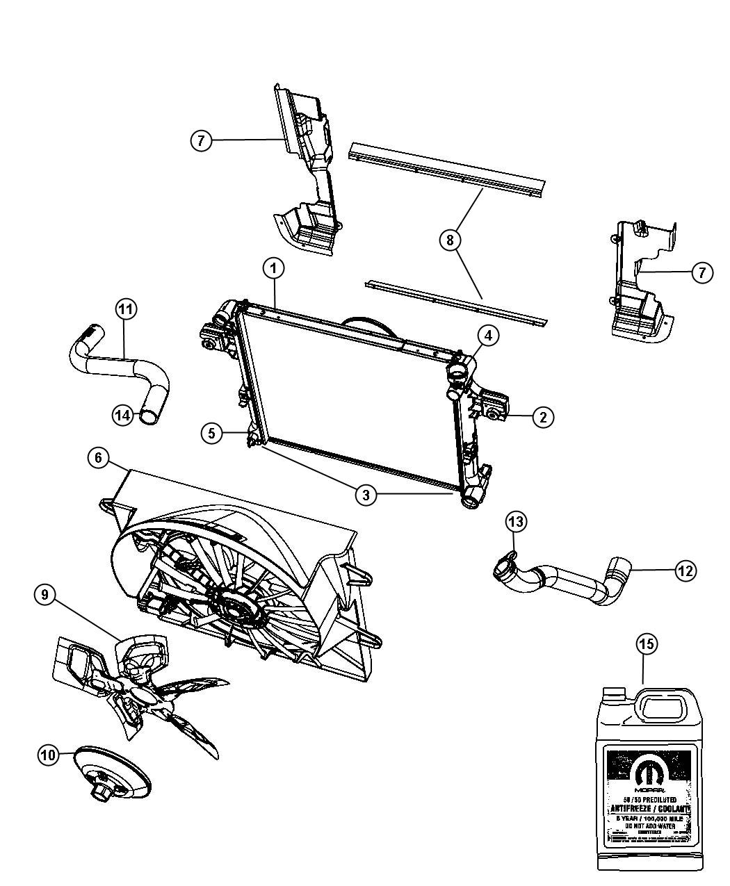 Radiator and Related Parts Gas. Diagram