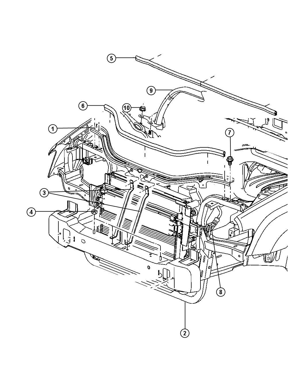 Diagram Radiator Support. for your Jeep