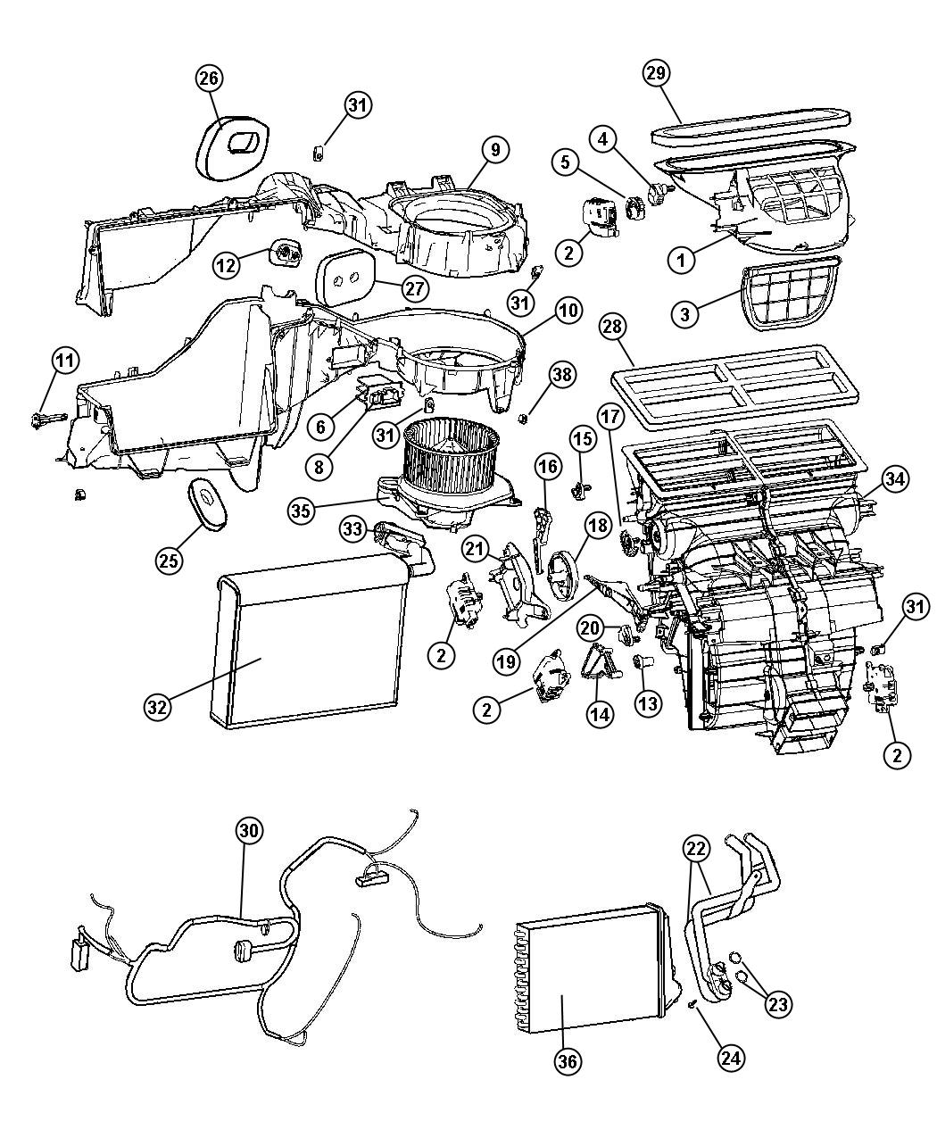 Diagram A/C and Heater Unit, Front. for your 2005 Jeep Grand Cherokee   