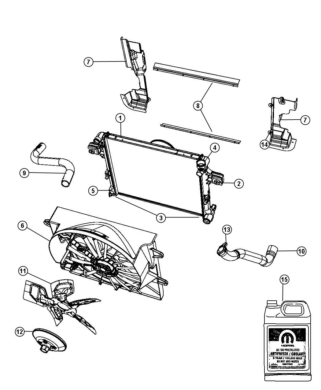 Radiator and Related Parts Gas. Diagram