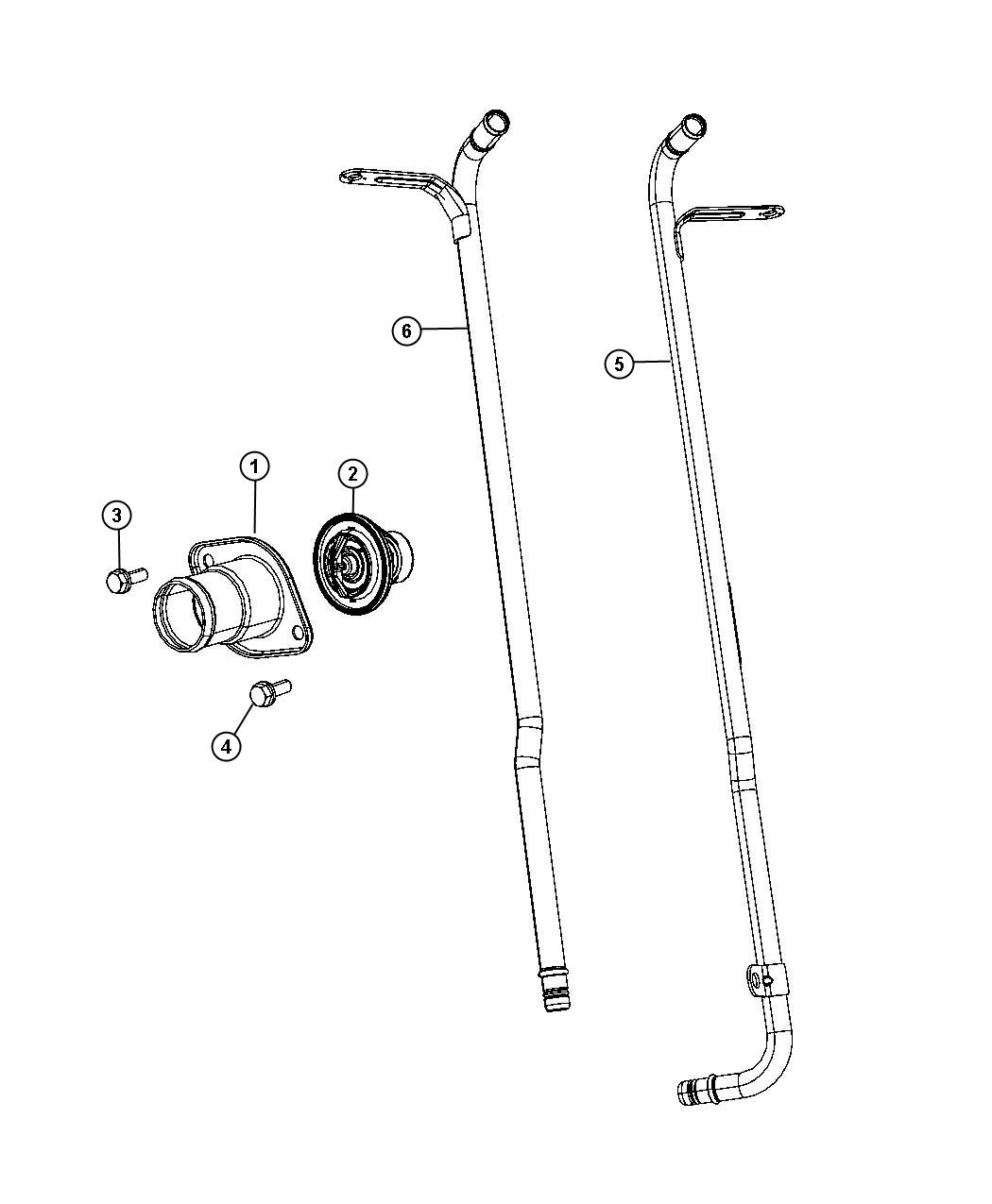 Diagram Thermostat and Related Parts. for your Jeep