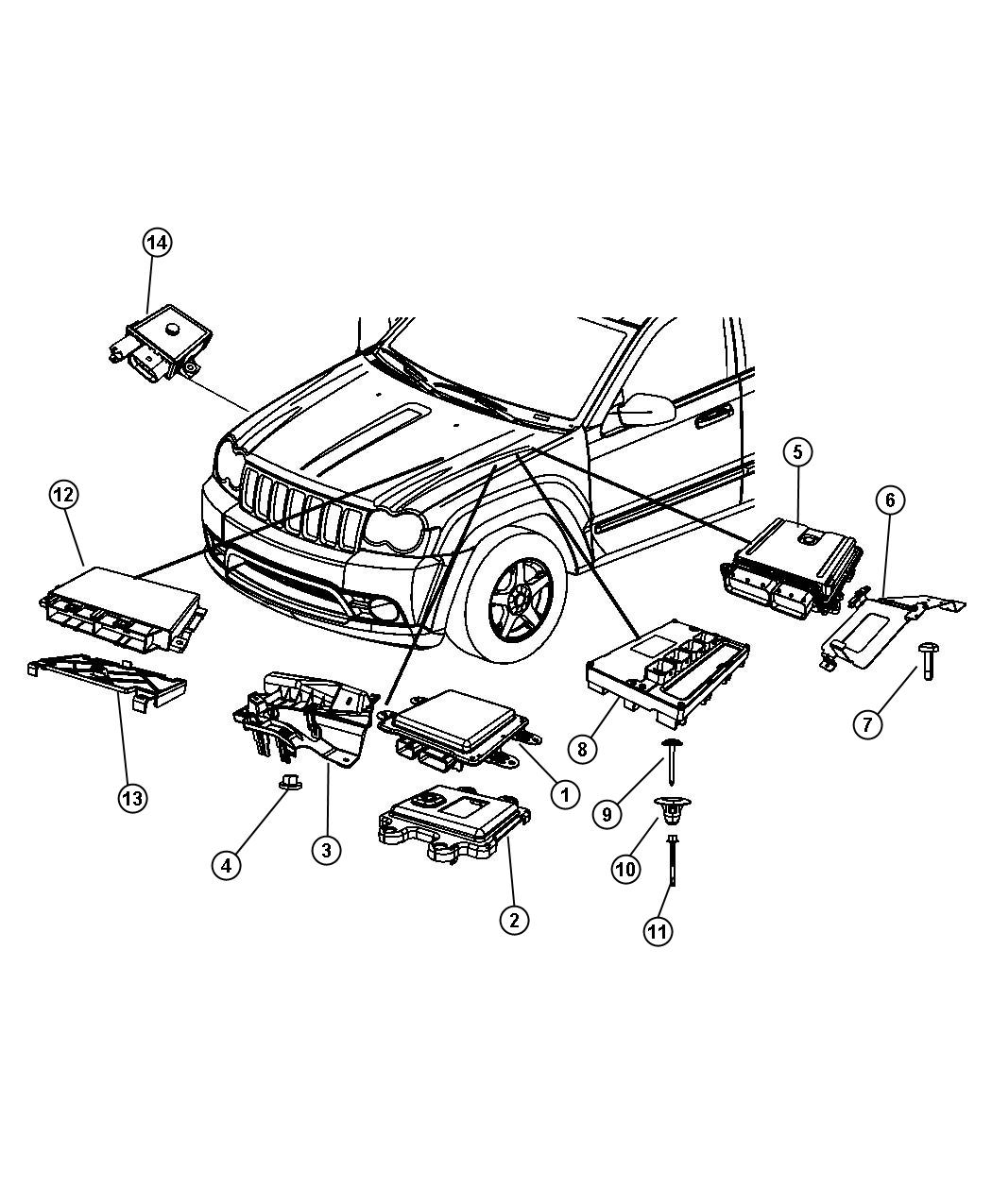 Diagram Modules Engine Compartment. for your Jeep