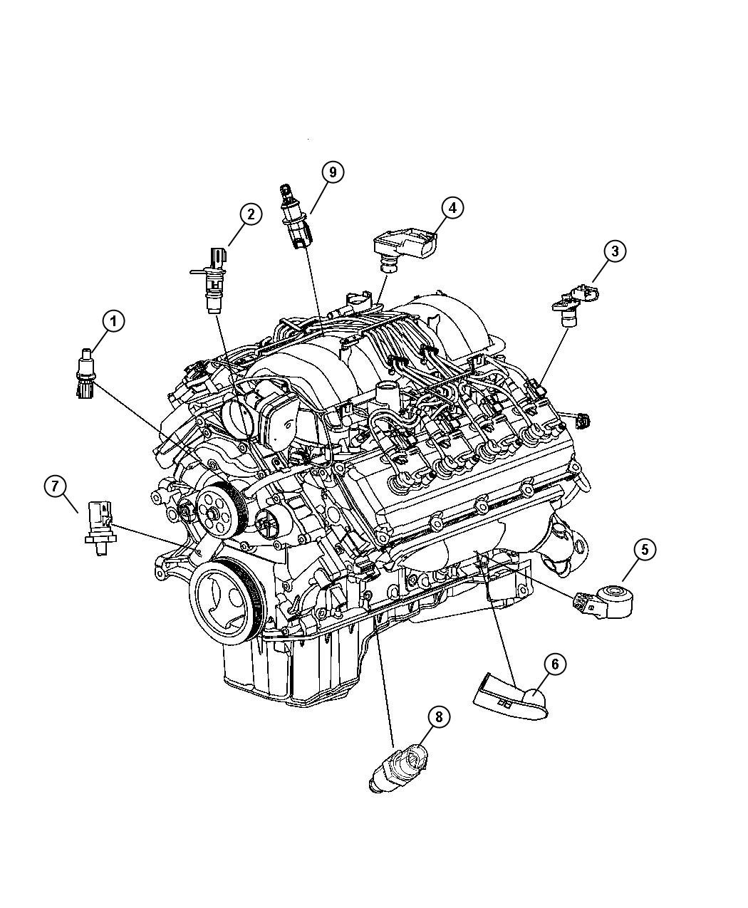 Diagram Sensors, Gas Engine. for your Jeep Grand Cherokee  