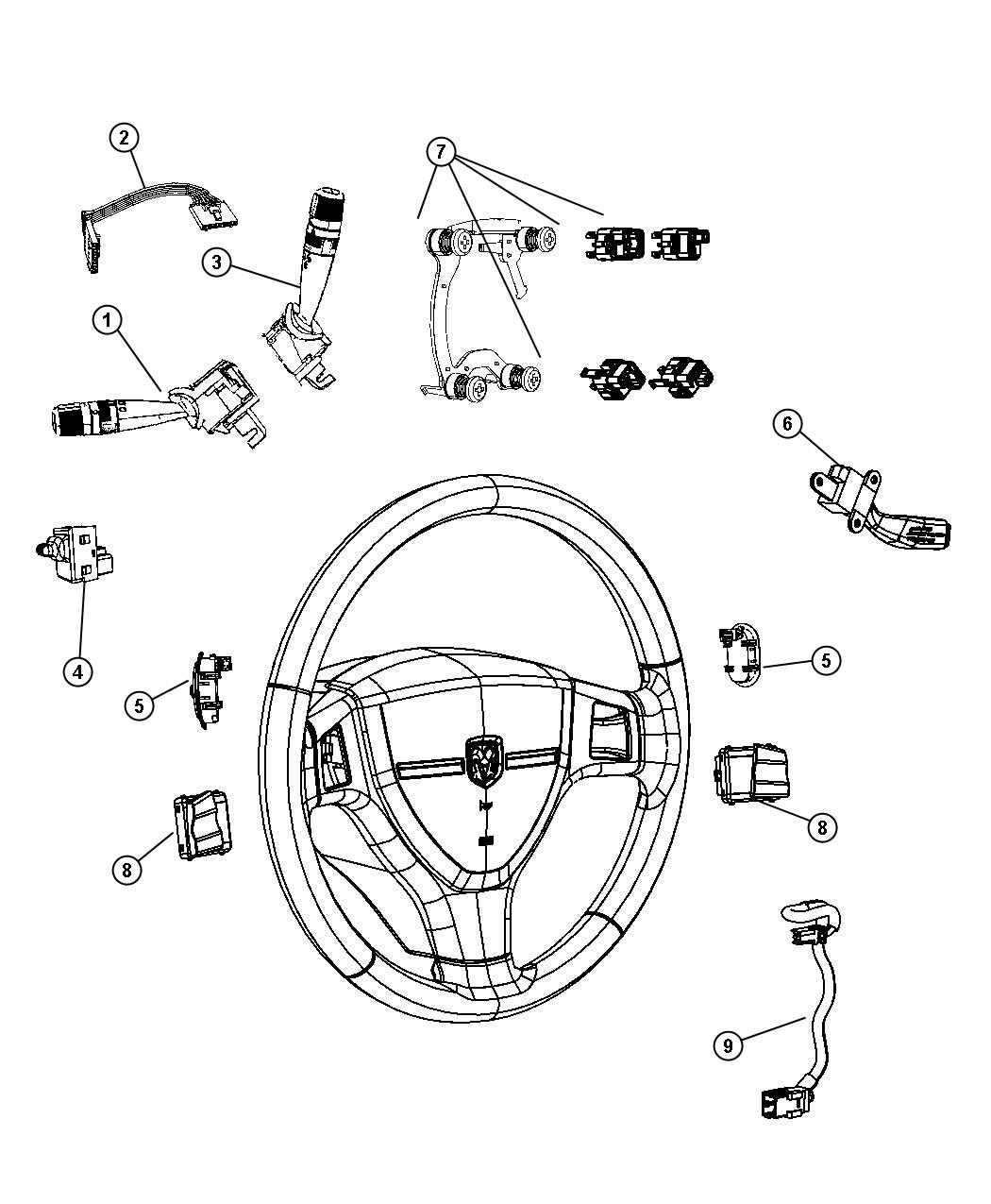 Switches Steering Column and Wheel. Diagram