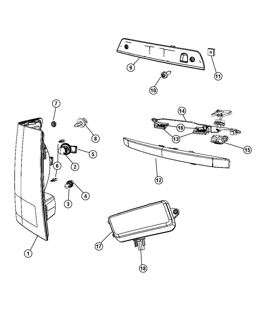 Diagram Lamps Rear. for your 2020 Jeep Grand Cherokee   