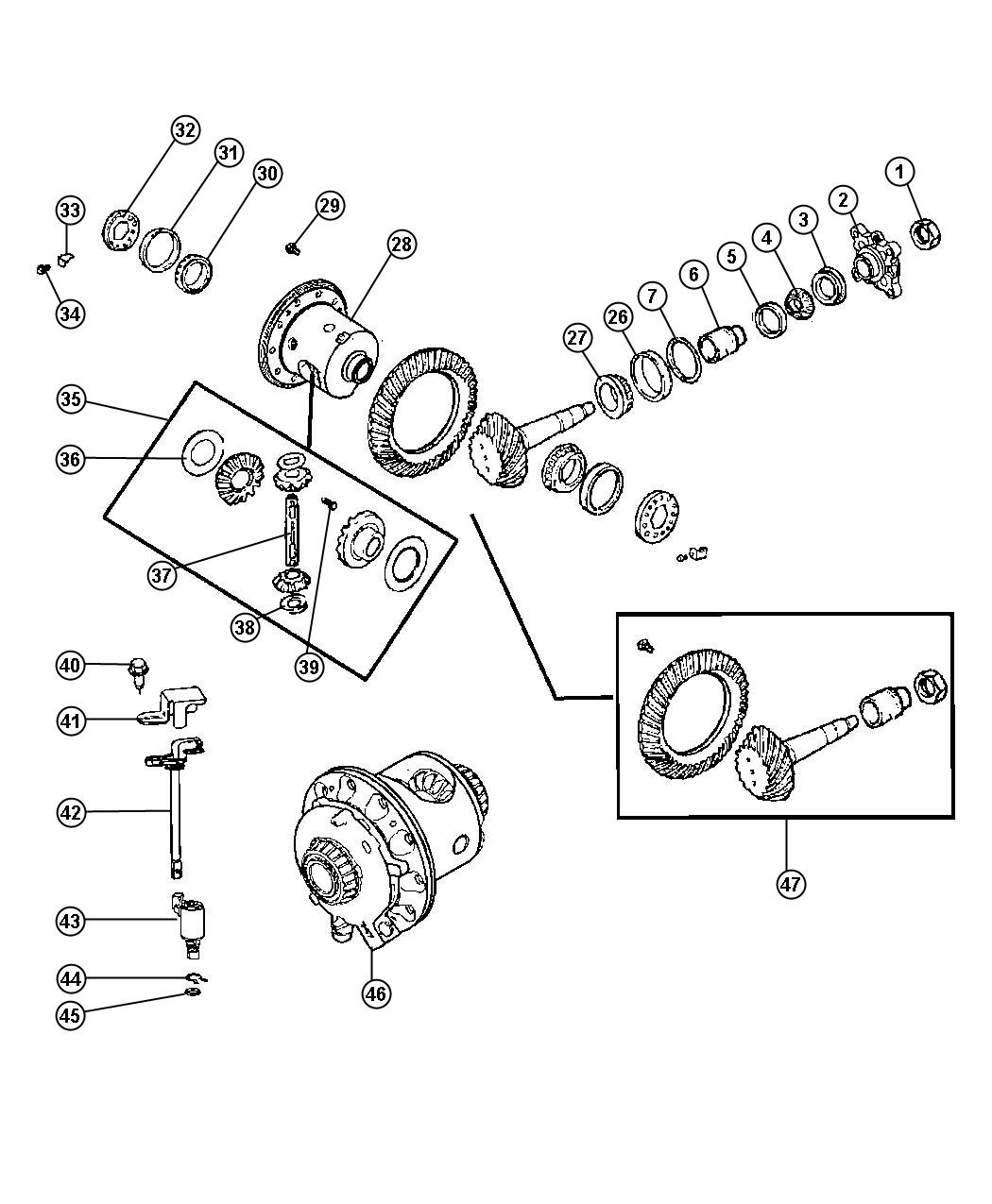 Diagram Differential Assembly,Rear. for your Jeep Commander  