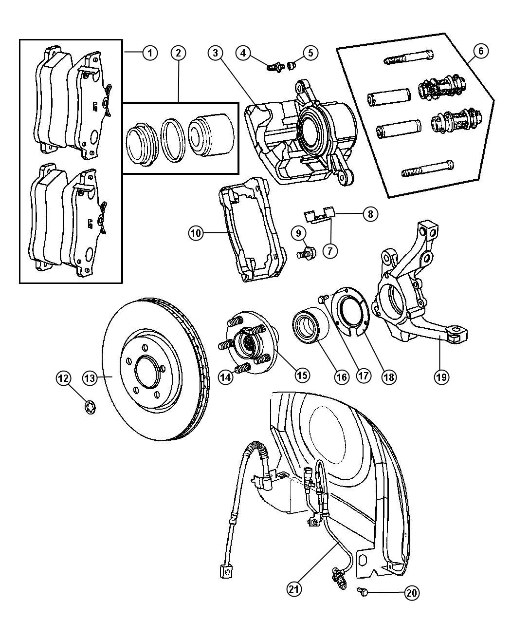 Diagram Brakes,Front,FWD/RWD/AWD. for your 2008 Chrysler Town & Country   
