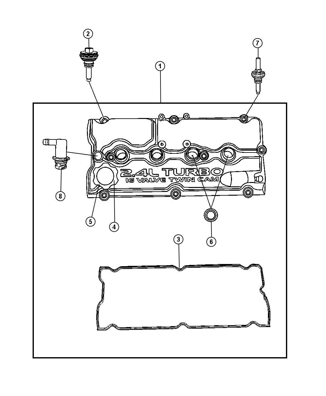 Diagram Cylinder Head Cover 2.4L Turbo [2.4L 4 Cyl DOHC 16V Turbo Engine]. for your 1999 Chrysler 300  M 