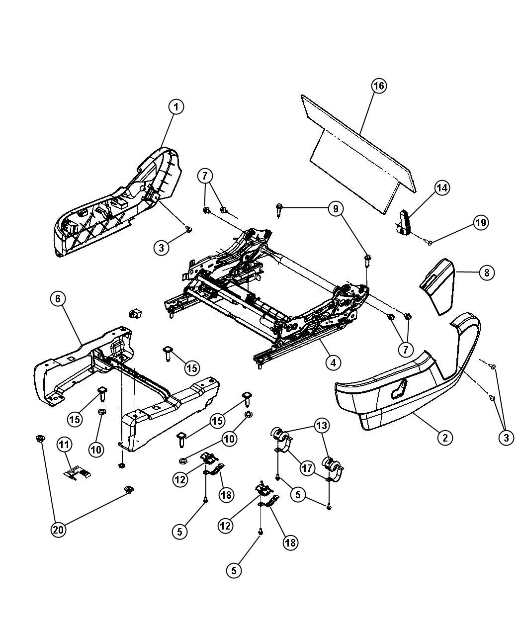 Diagram Adjusters , Recliners and Shields - Driver Side - Power. for your Dodge Grand Caravan  