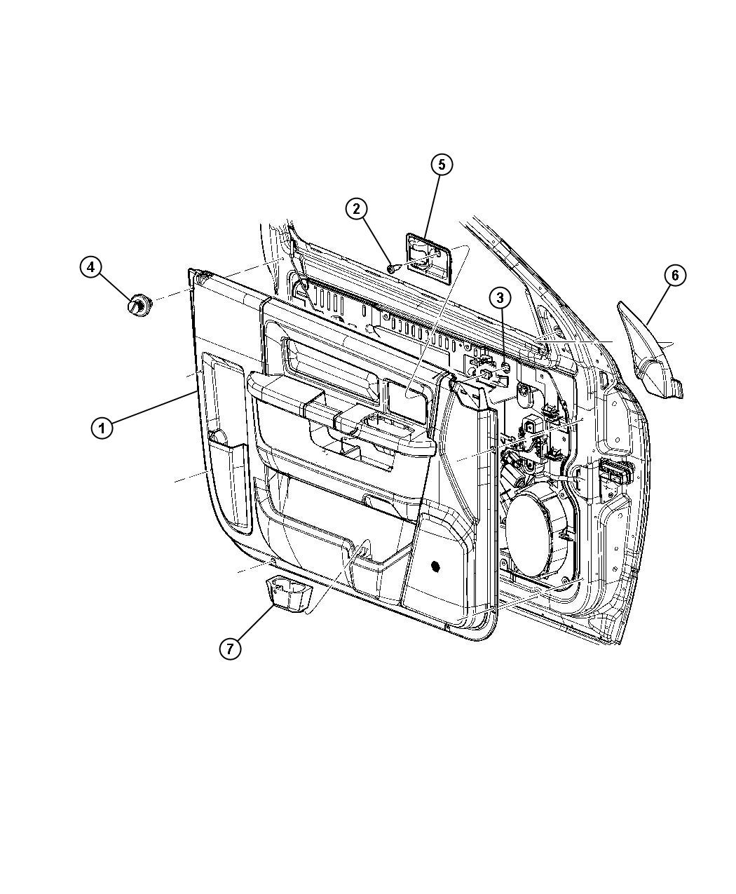 Diagram Front Door Trim Panels. for your Dodge Ram 1500  