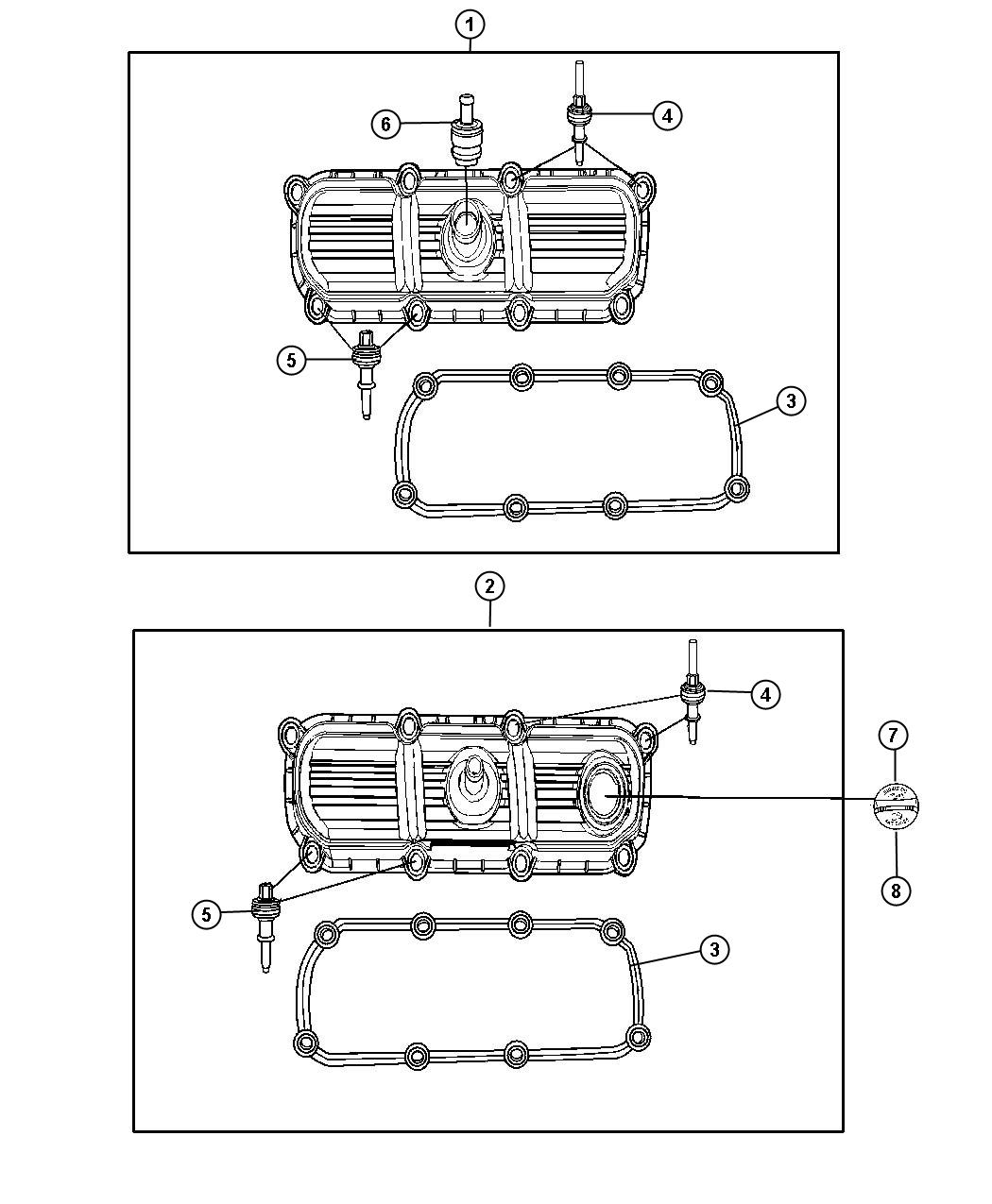 Diagram Cylinder Head Covers 3.8L [3.8L V6 OHV Engine]. for your Dodge Grand Caravan  