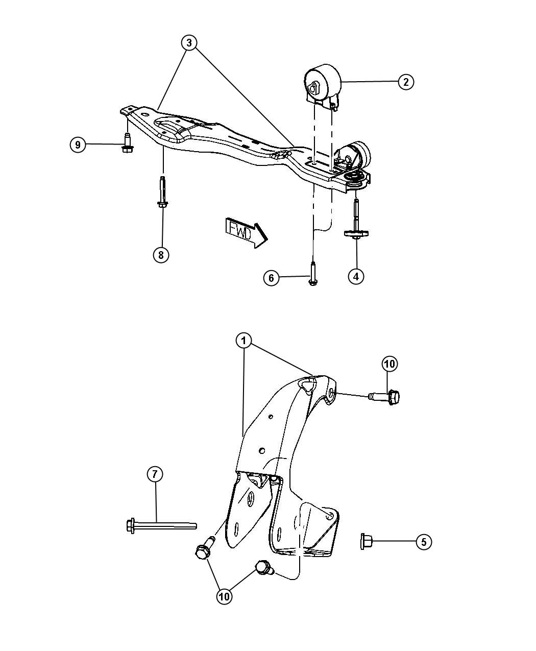 Diagram Engine Mounting Front FWD 3.8L [3.8L V6 OHV Engine]. for your 2020 Dodge Grand Caravan   