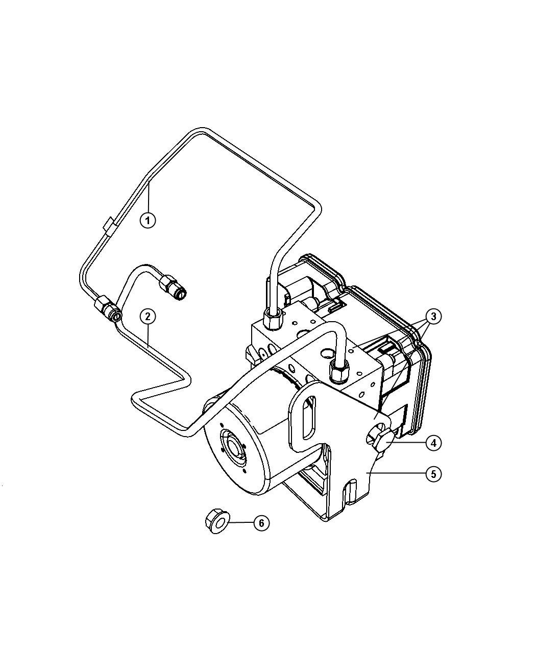 HCU and Tubes to Master Cylinder. Diagram