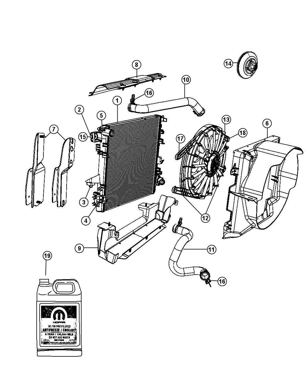 Radiator and Related Parts. Diagram