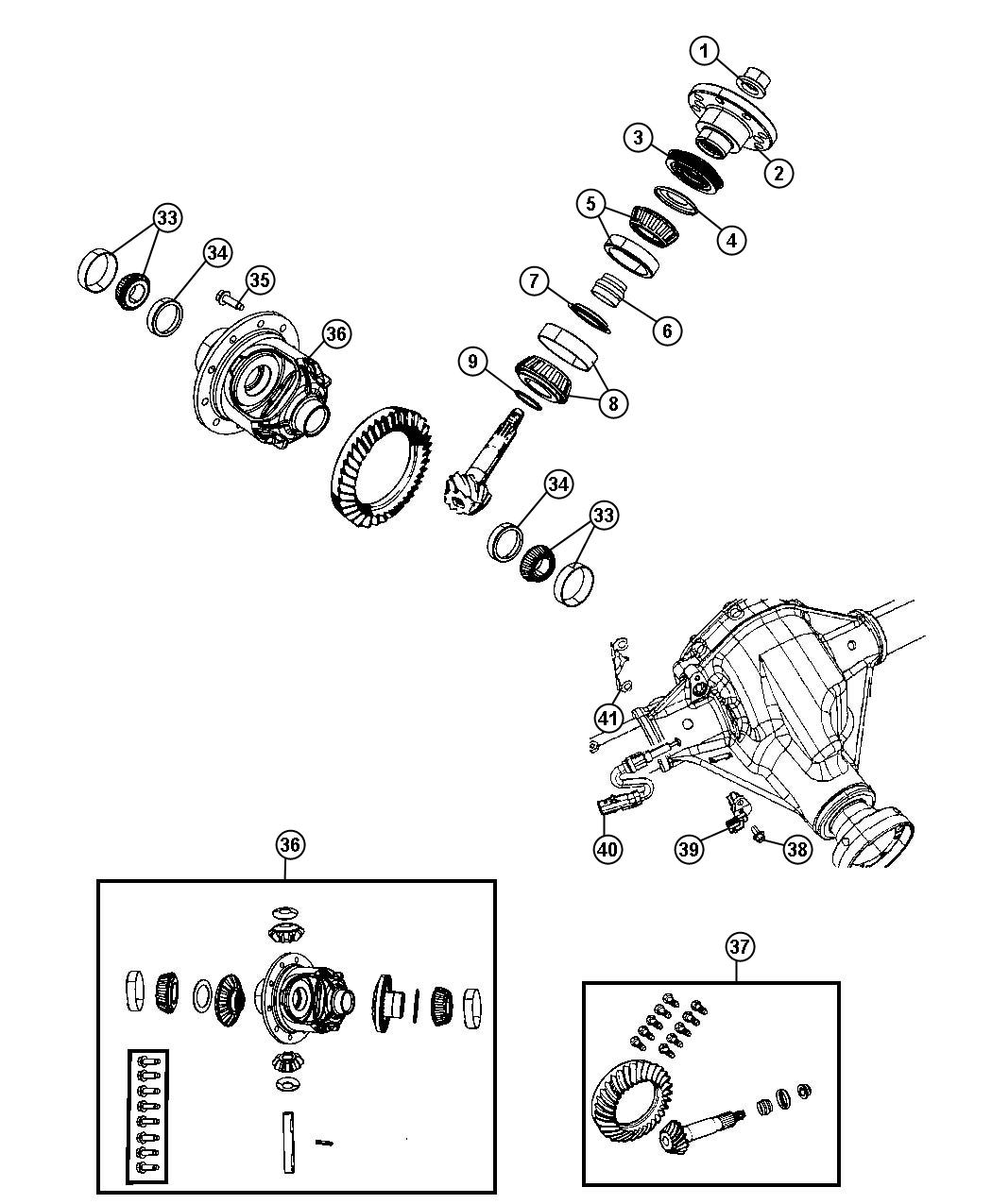 Diagram Differential Assembly, Front Axle With [Tru-Lok Front and Rear Axles]. for your 2022 Jeep Wrangler   