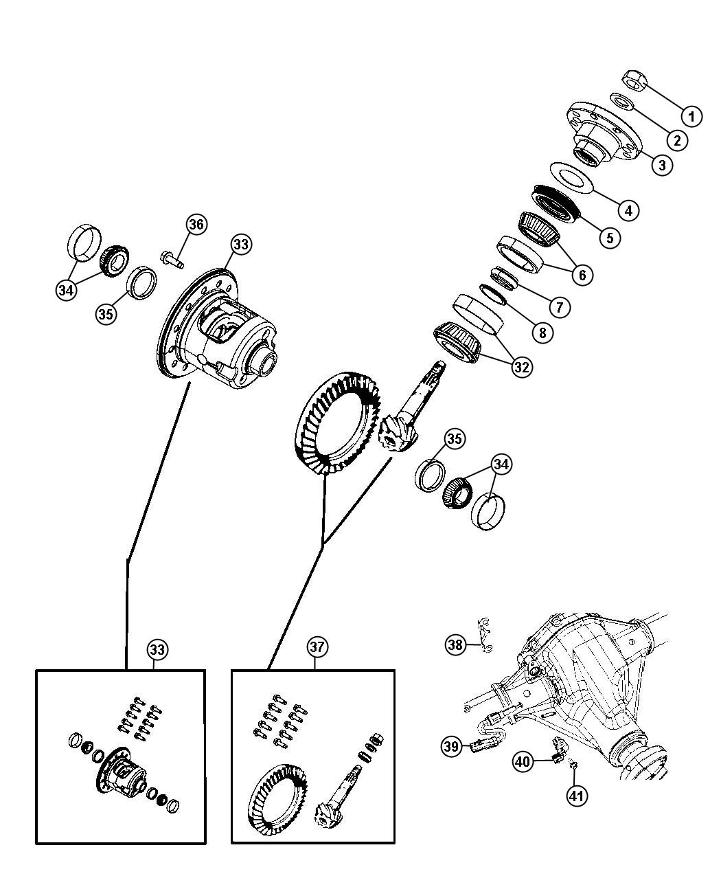 Diagram Differential Assembly,Rear, With [Tru-Lok Front and Rear Axles] or [Locker Rear Axle]. for your 2009 Jeep Wrangler  Unlimited Sahara 