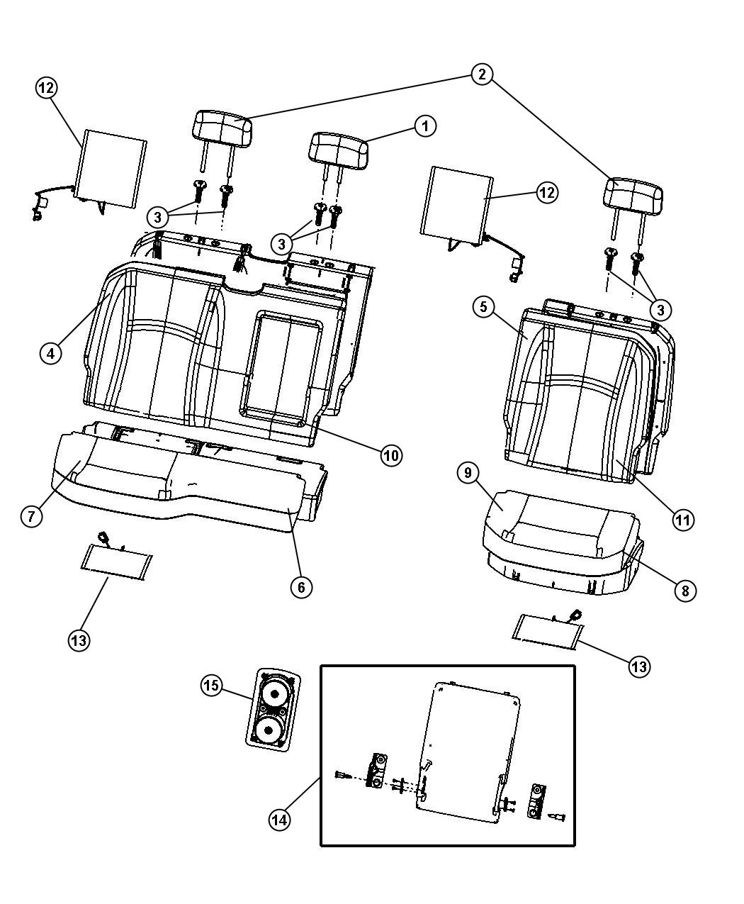 Diagram Rear Seat - Split Seat - Trim Code [GJ]. for your Dodge