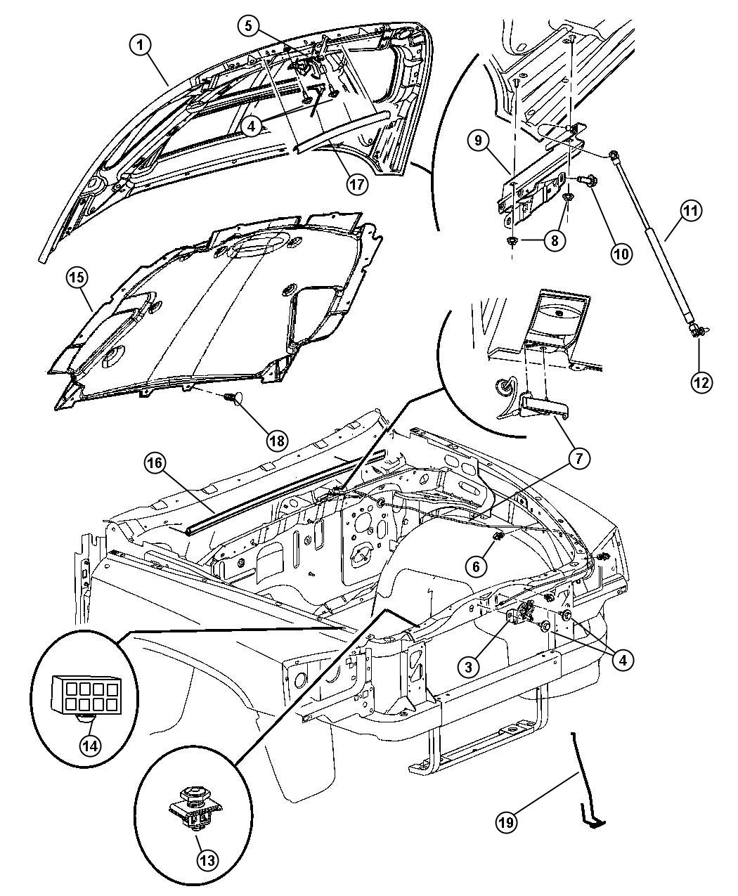 Diagram Hood and Related Parts. for your 2000 Chrysler 300  M 