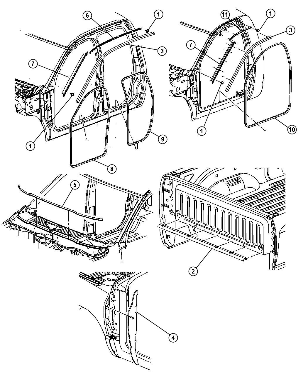 Diagram Body Weatherstrips and Seals. for your Dodge Dakota  