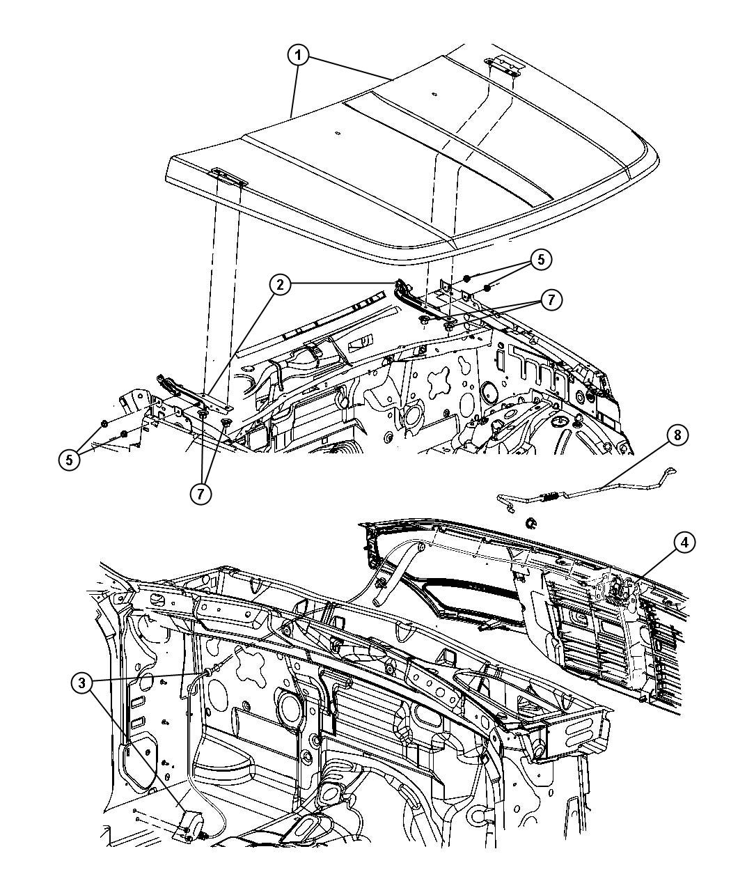 Diagram Hood and Related Parts. for your 2003 Chrysler 300  M 