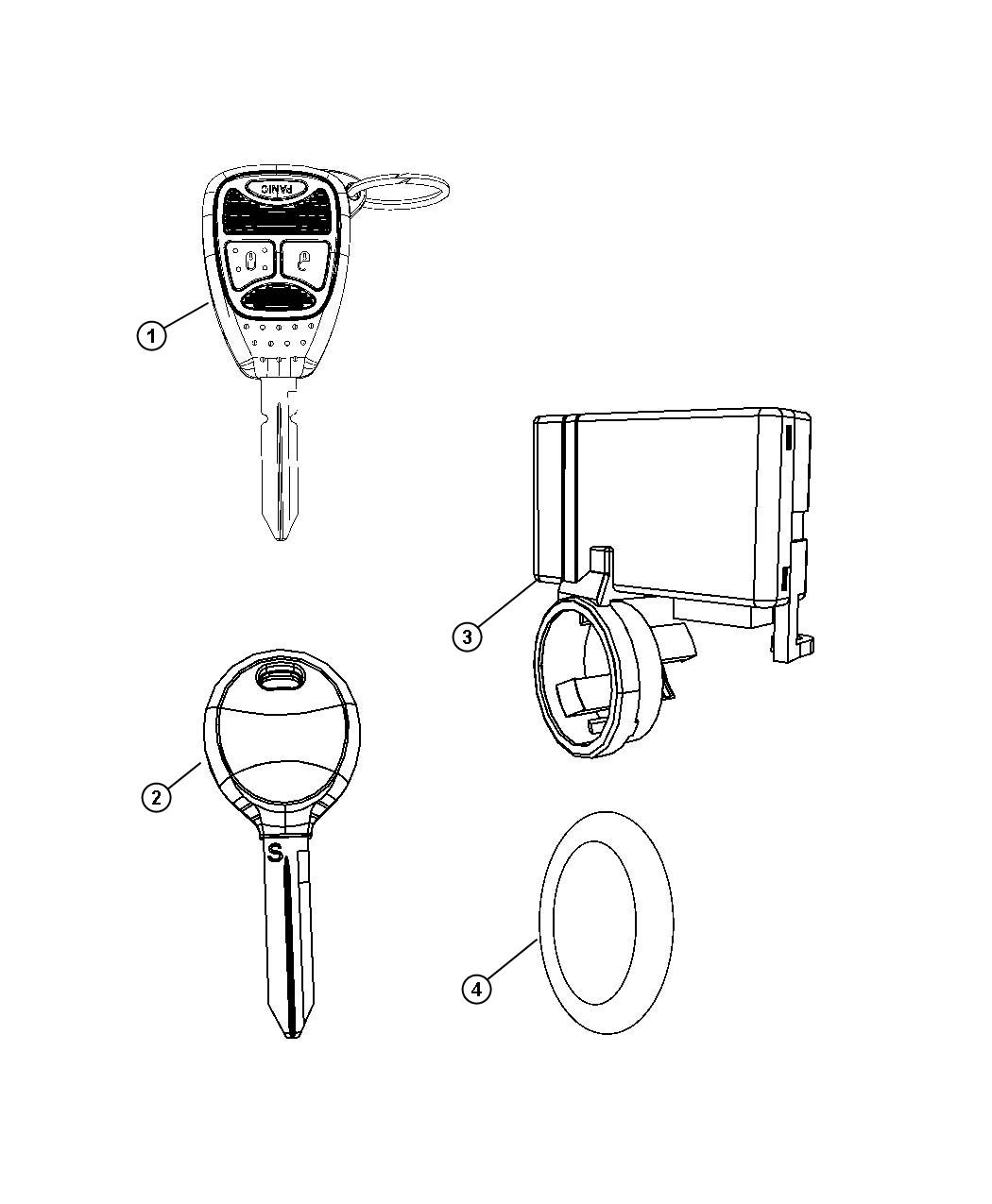 Diagram Receiver Module, Keys, and Key Fobs. for your Chrysler PT Cruiser  