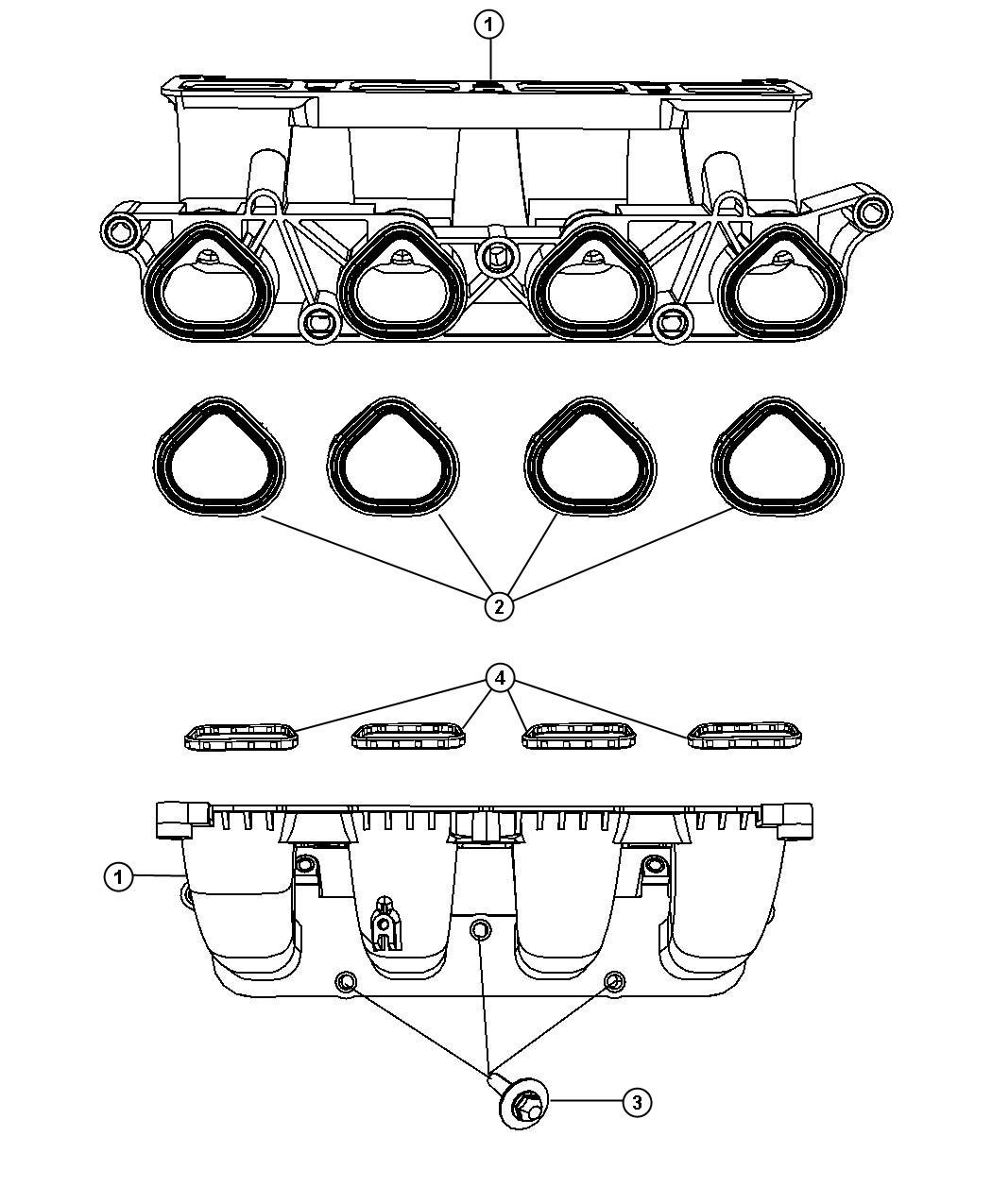Diagram Lower Intake Manifold 2.4L [2.4L I4 DOHC 16V SMPI ENGINE]. for your Chrysler PT Cruiser  