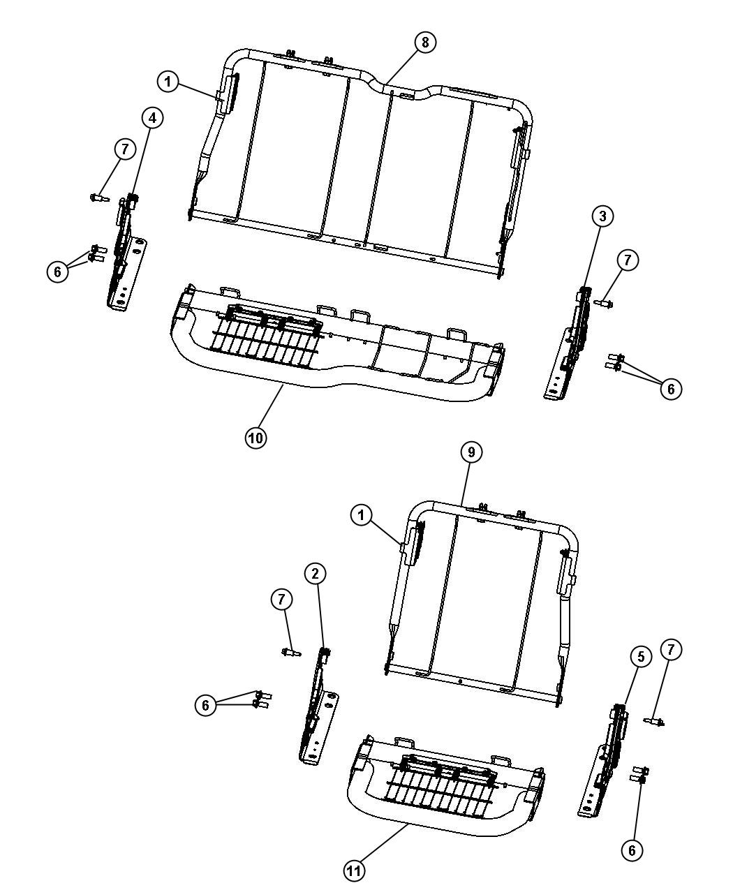 Rear Seat Hardware 60/40. Diagram