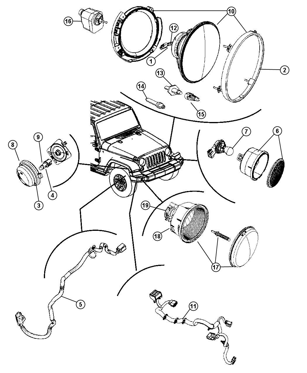 Diagram Lamps - Front. for your 2004 Jeep Wrangler   