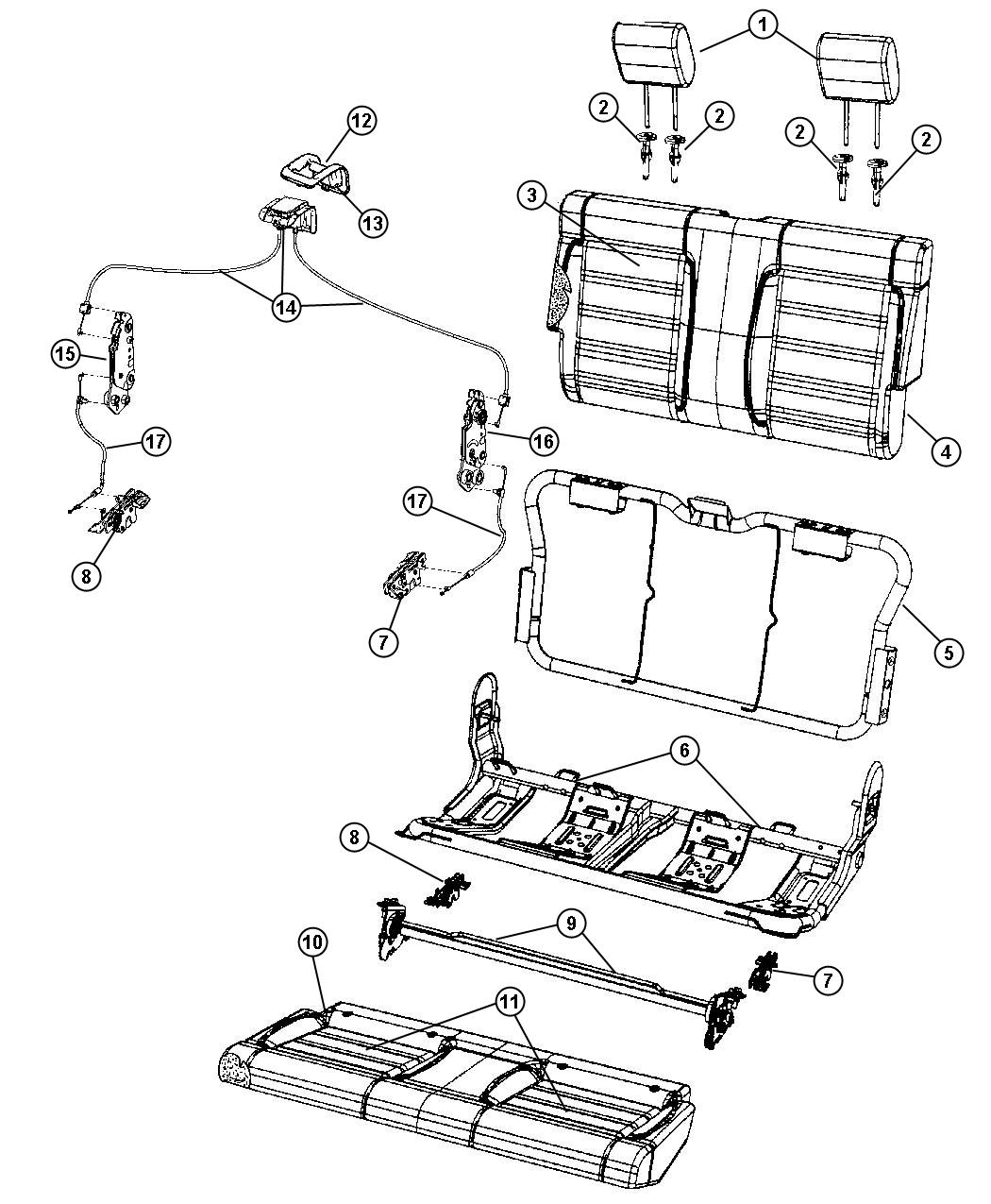 Diagram Rear Seat - Bench - Trim Code [A7]. for your Jeep