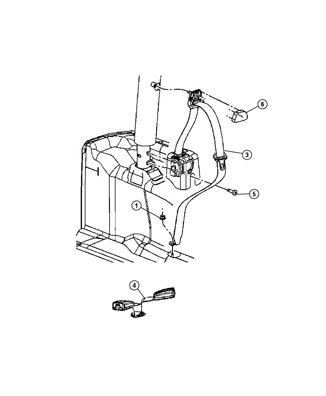 Diagram Seat Belt Rear. for your Jeep Wrangler  