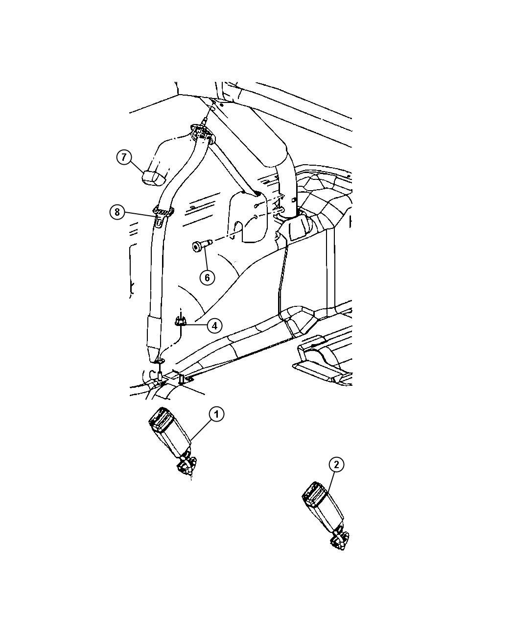 Diagram Seat Belt Rear. for your Jeep Wrangler  