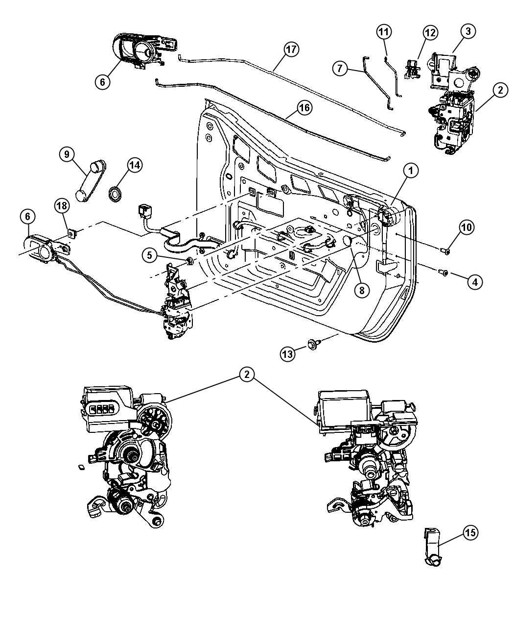 Diagram Front Door, Hardware Components, Half Door. for your Jeep Wrangler  