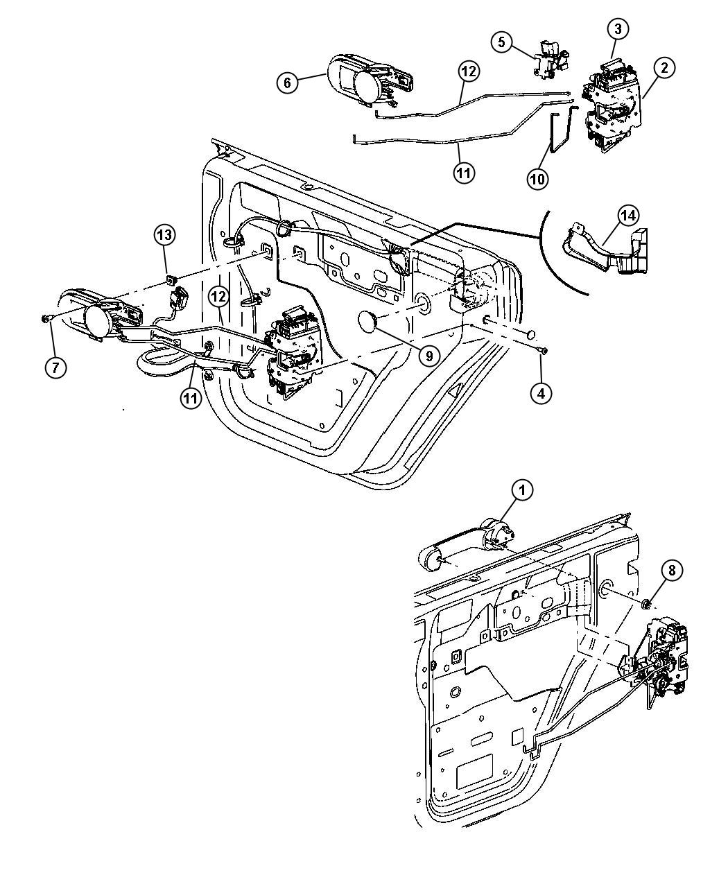 Diagram Rear Door, Hardware Components, Half Door. for your 2009 Jeep Wrangler   