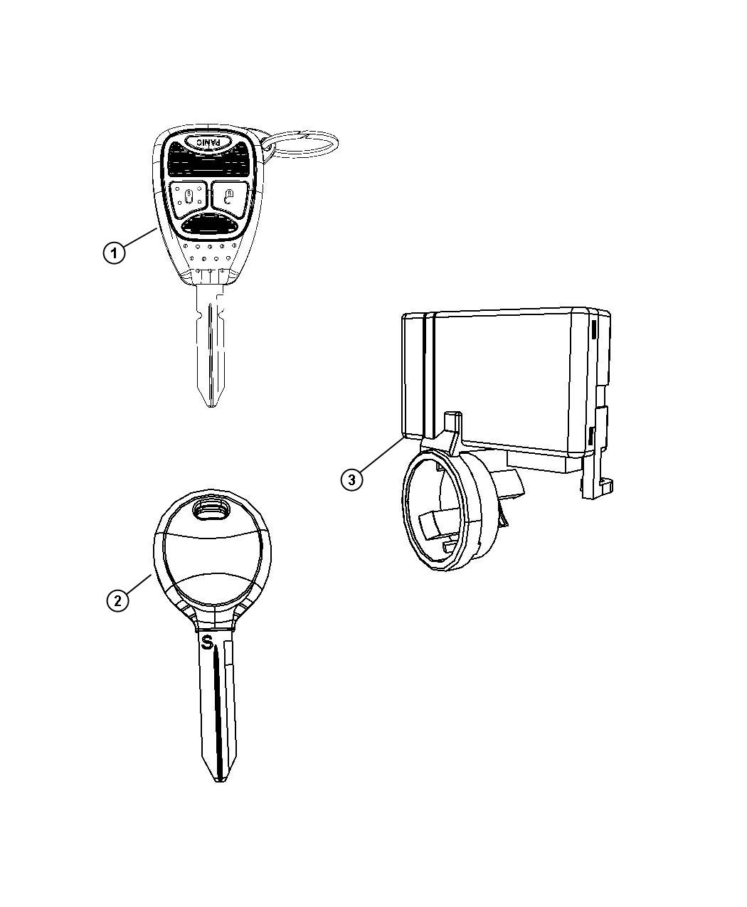 Diagram Receiver Modules, Keys and Key Fobs. for your Chrysler PT Cruiser  