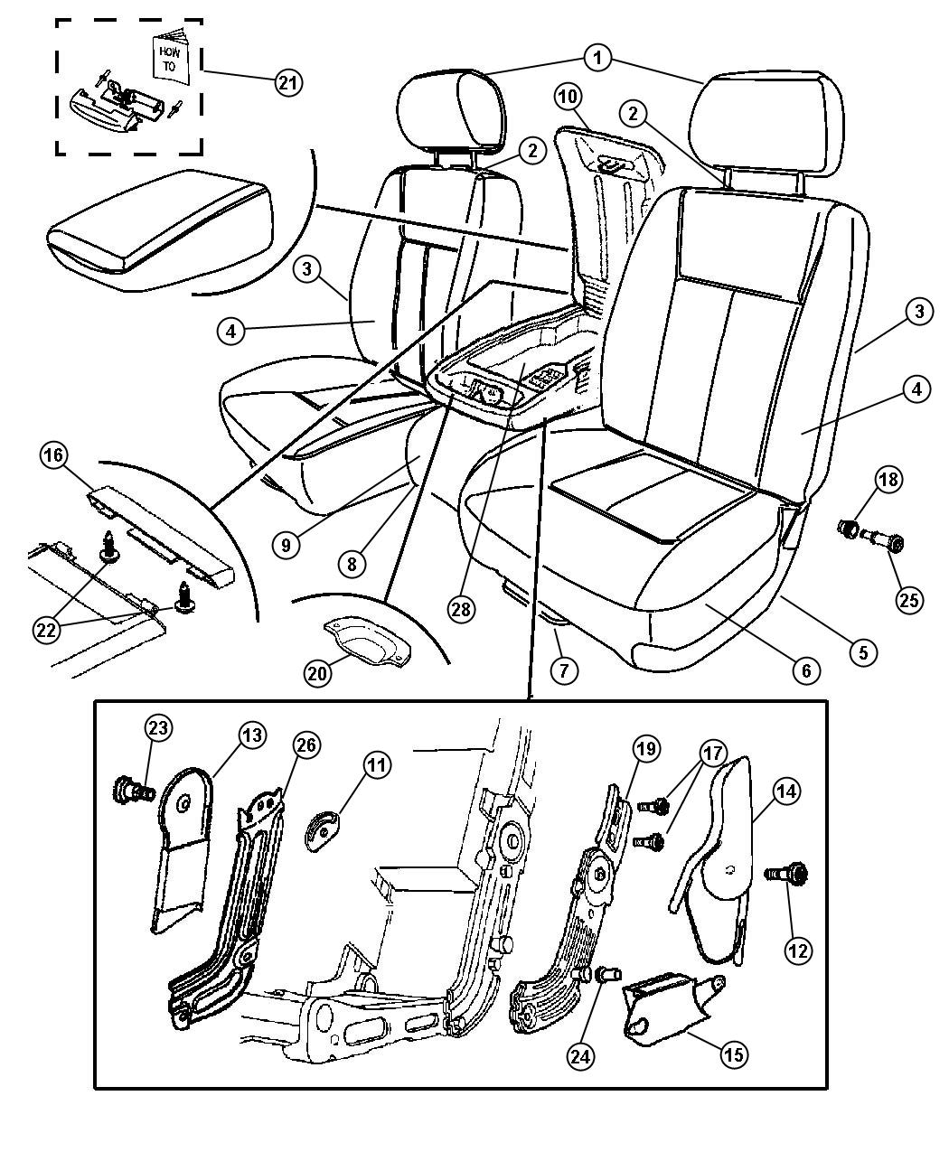 Diagram Front Seat - Split Seat - Trim Code [Y9]. for your Chrysler 300  M