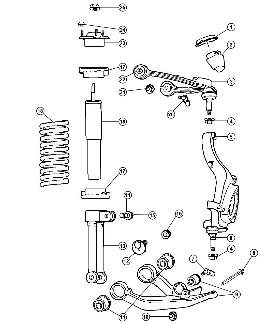 Diagram Suspension, Front. for your 2002 Chrysler 300  M 