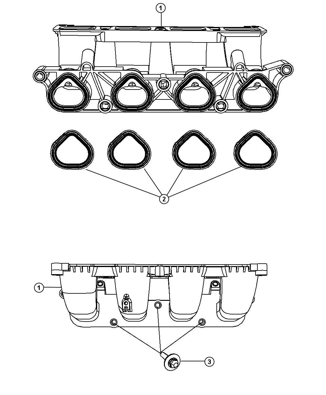Diagram Lower Intake Manifold 2.4L Turbo [2.4L I4 DOHC 16V TURBO ENGINE]. for your Chrysler PT Cruiser  