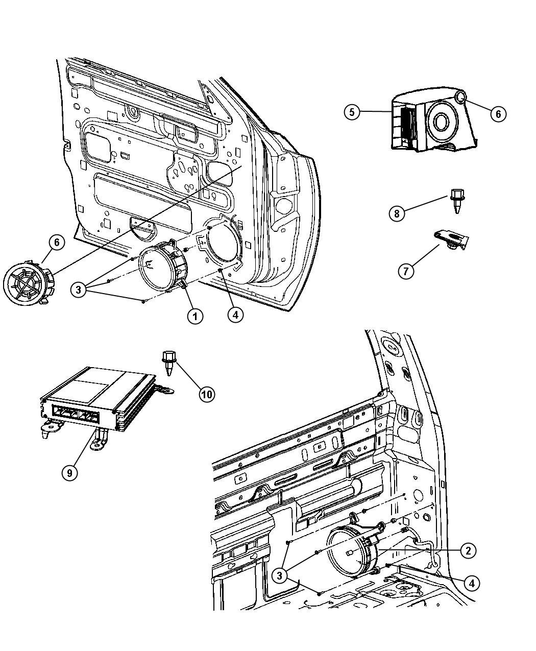 Diagram Speakers and Amplifiers. for your 2024 Jeep Wrangler   