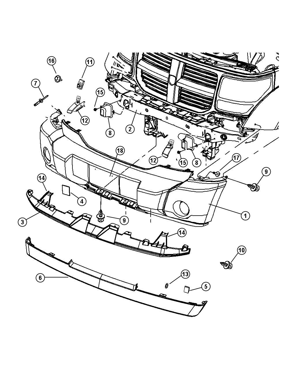 Diagram Fascia, Front. for your Dodge NITRO  