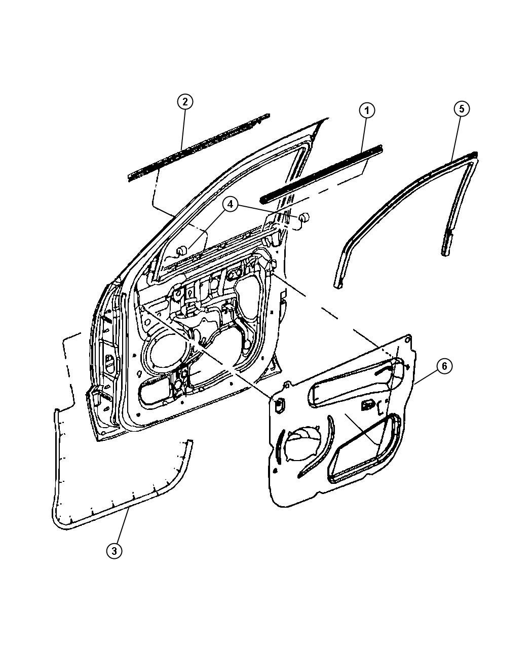 Weatherstrips, Front Door. Diagram